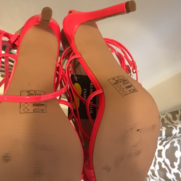 Neon Pink Strappy Heels - Picture 5 of 6